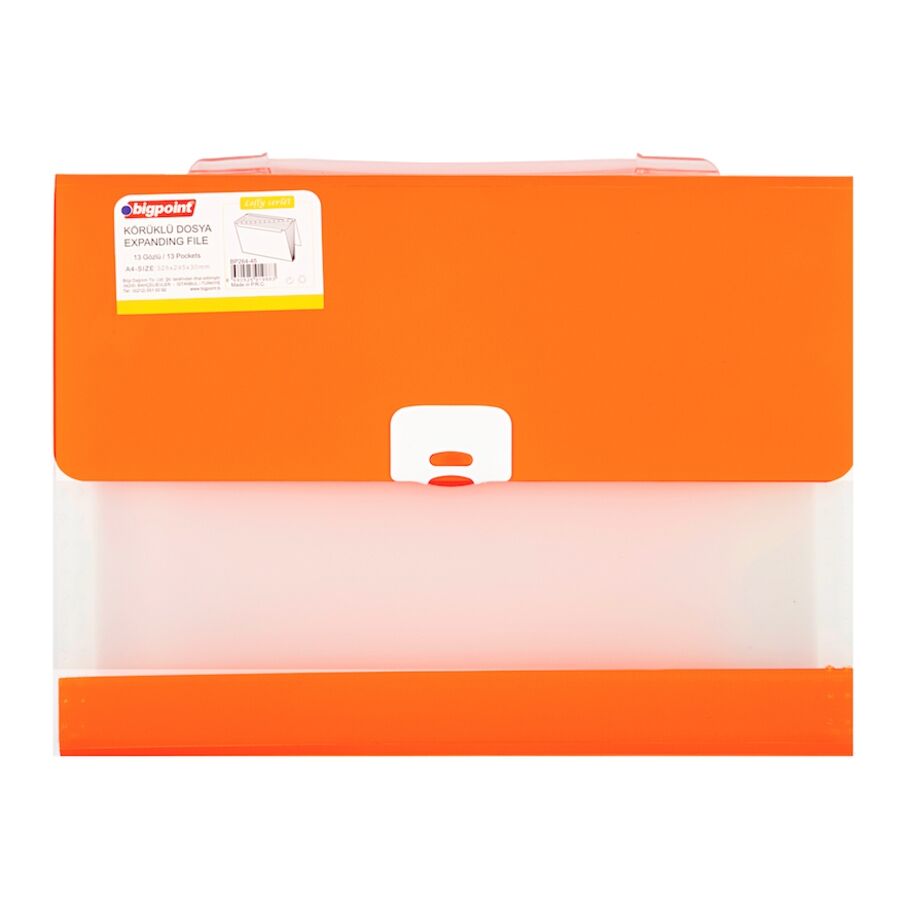 BİGPOİNT BP264-45 LOLLY SERİSİ KÖRÜKLÜ DOSYA 13 CEPLİ KİLİTLİ A4 TURUNCU