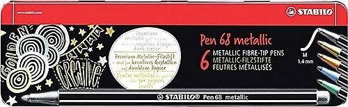 STABİLO PEN 68 KEÇE UÇLU KALEM 6806-8-32 METALİK METAL KUTU 6'LI