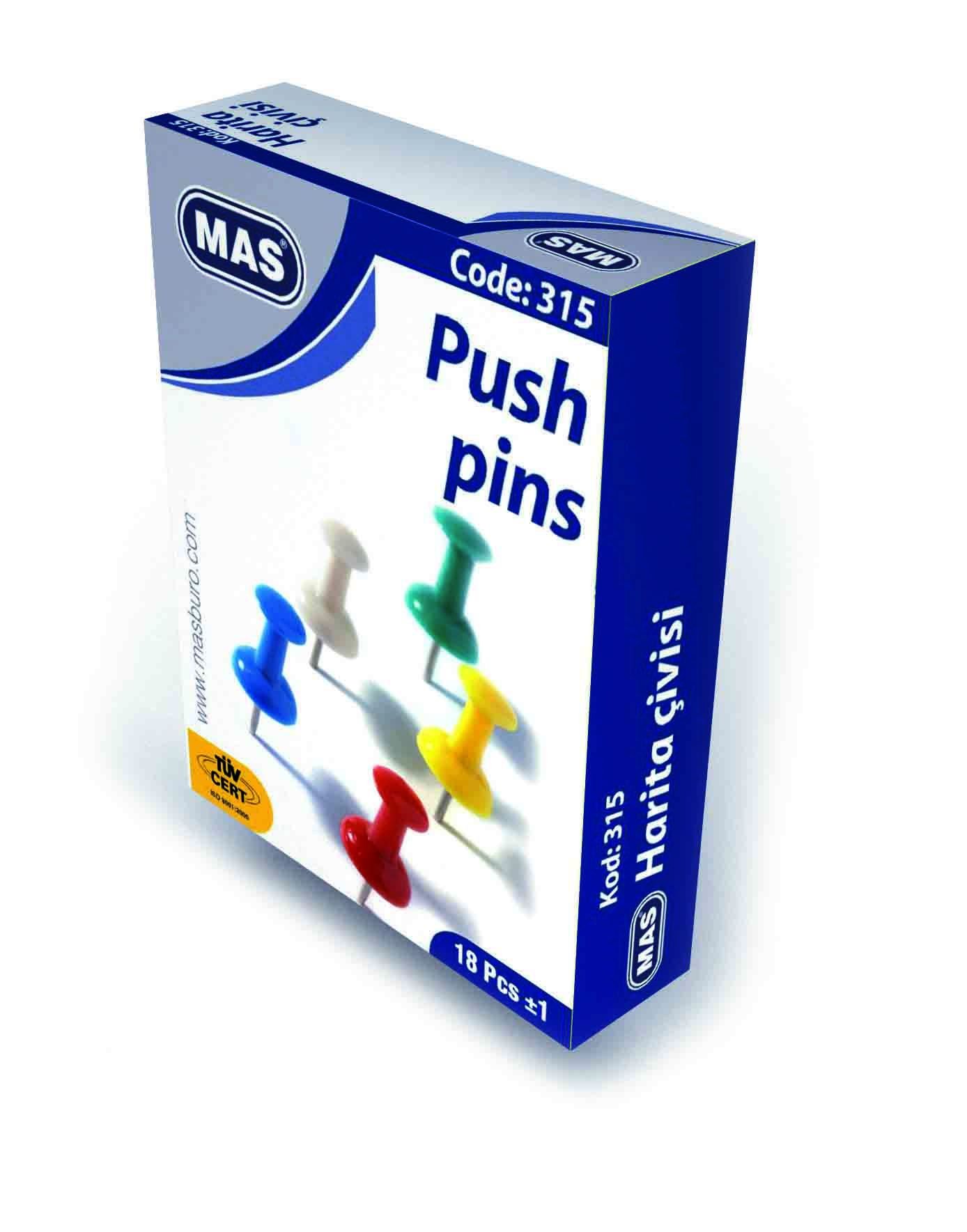 MAS 315 HARİTA ÇİVİSİ RENKLİ 36'LI PK.