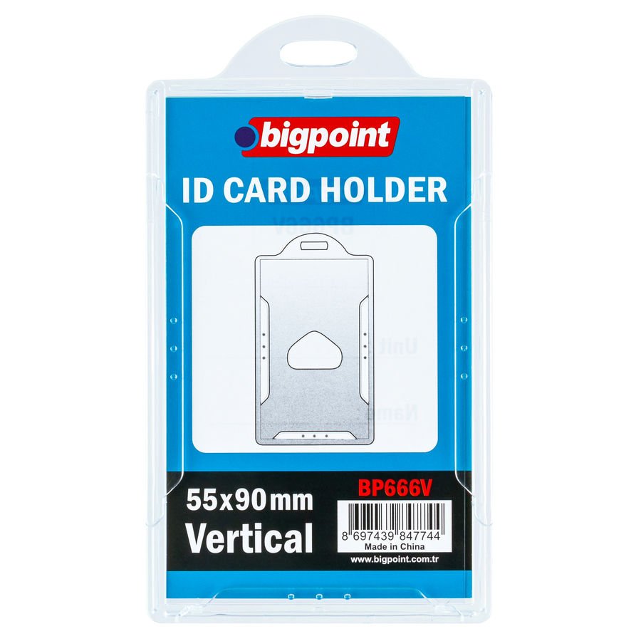 BİGPOİNT BP666V KART KABI SERT DİKEY ŞEFFAF 55X90MM 10'LU PAKET