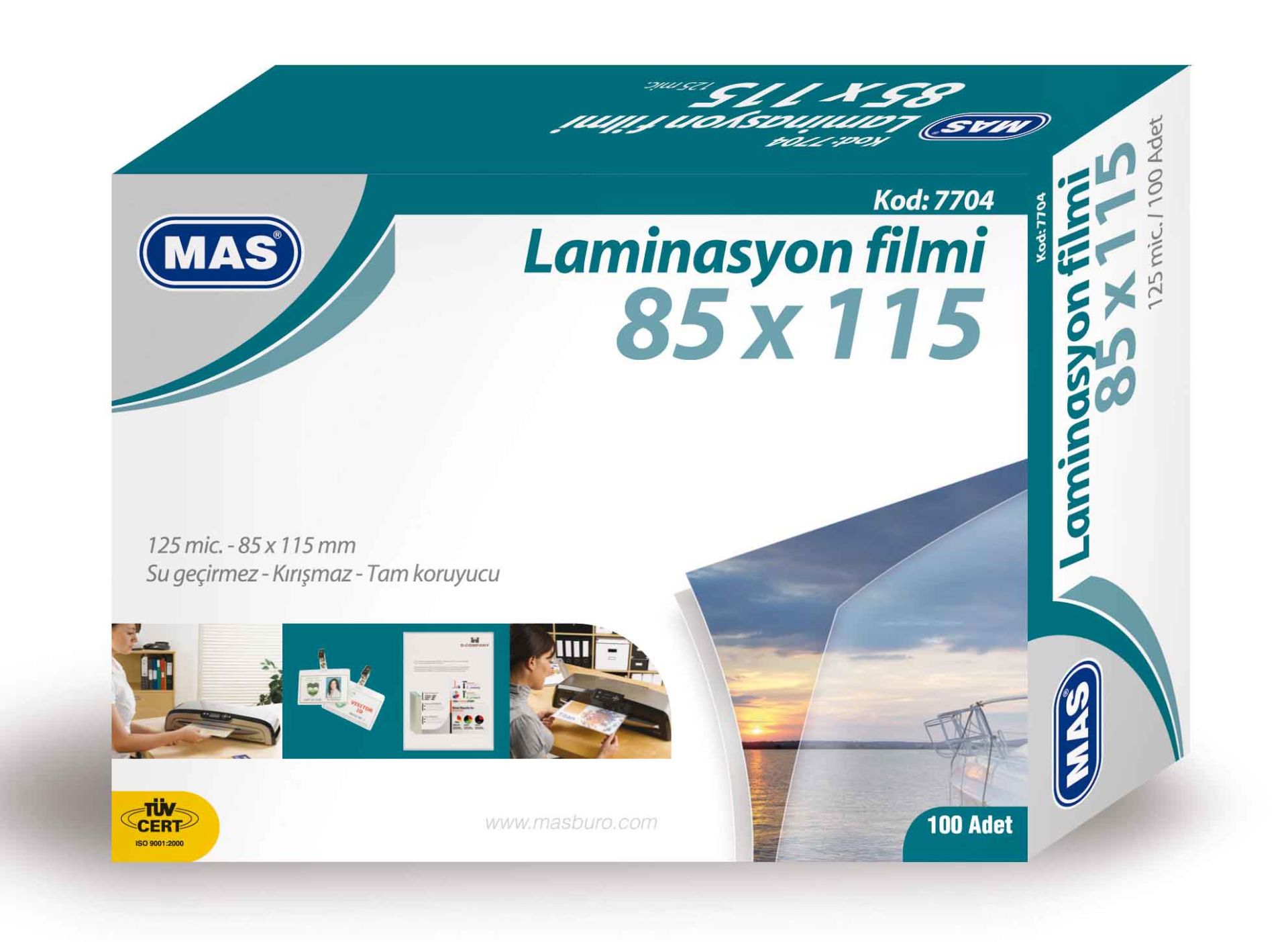 MAS 7705 LAMİNASYON FİLMİ 125 MİC.A5 10