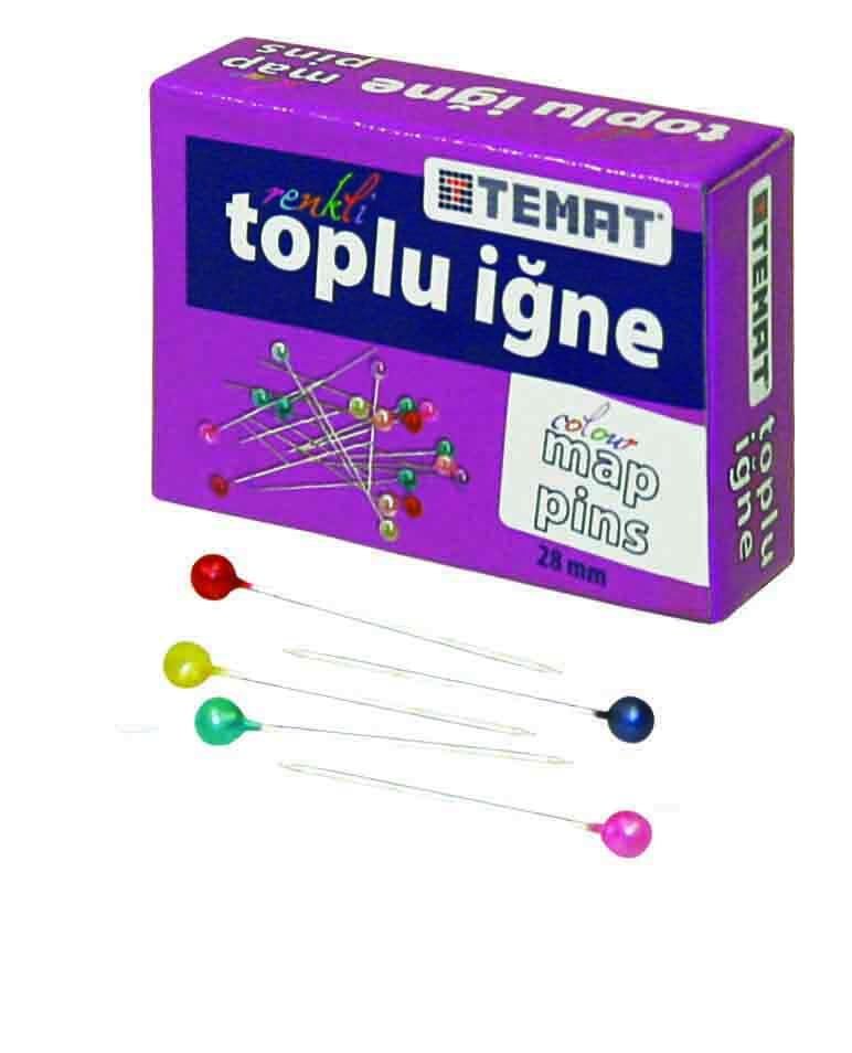 TEMAT 78365 TOPLU İĞNE RENKLİ 28 MM 12'Lİ KT.