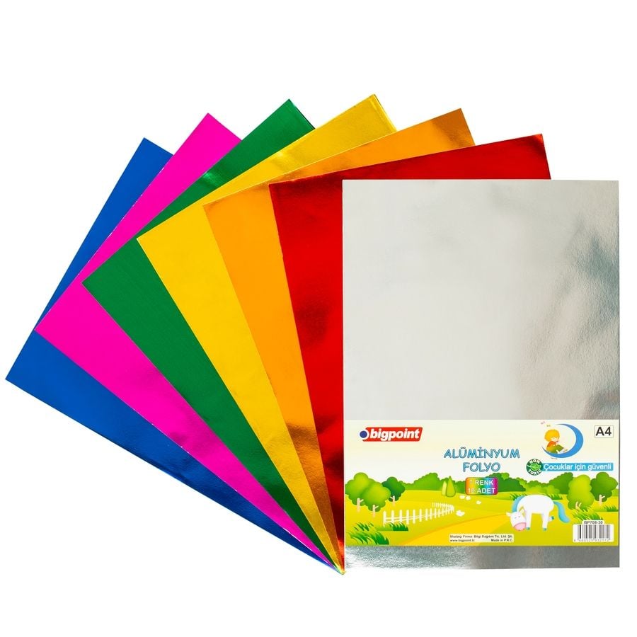 BİGPOİNT BP708-30 ALÜMİNYUM FOLYO A4 KARIŞIK 10 RENK - 85 GRAM