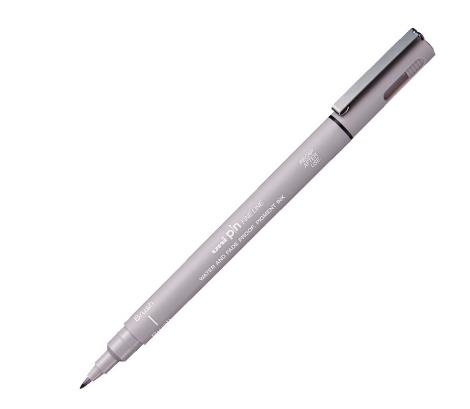UNİ PİNBR-200 FİNE LİNE FIRÇA UÇLU KALEM AÇIK GRİ 12'Lİ KT.