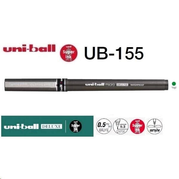 UNİ UB-155 DELUXE MİCRO ROLLER KALEM YEŞİL 12'Lİ KT.