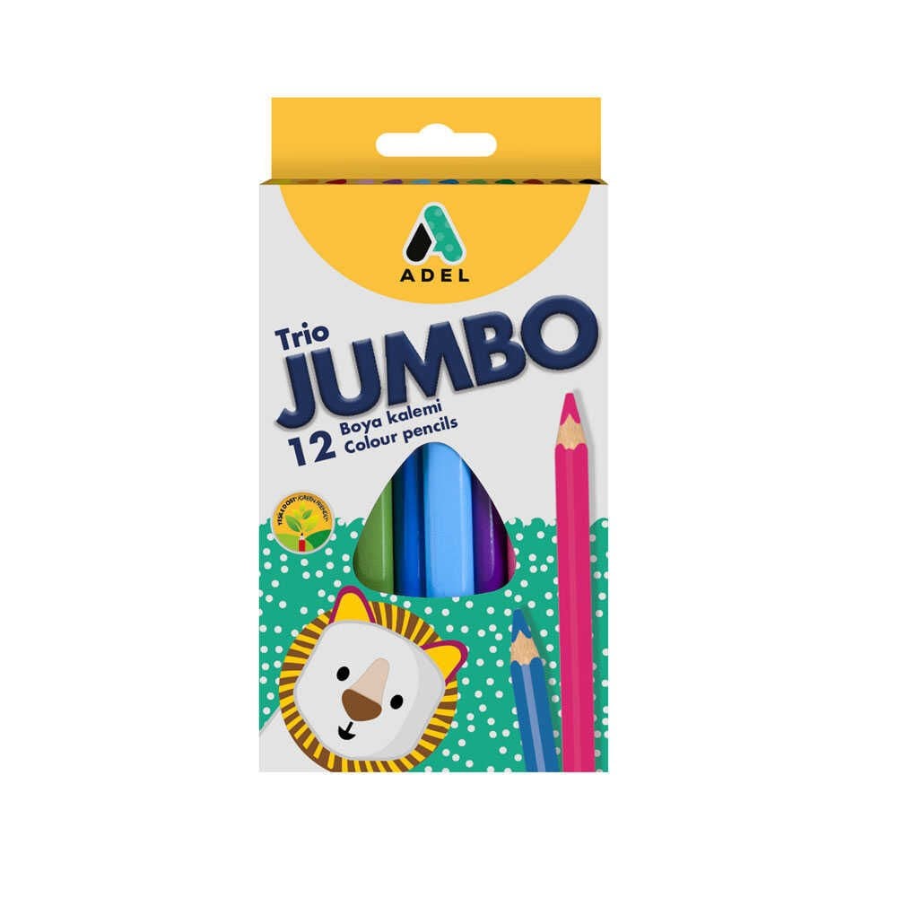 ADEL 510111 JUMBO ÜÇGEN BOYA KALEMİ 12 RENK TAMBOY