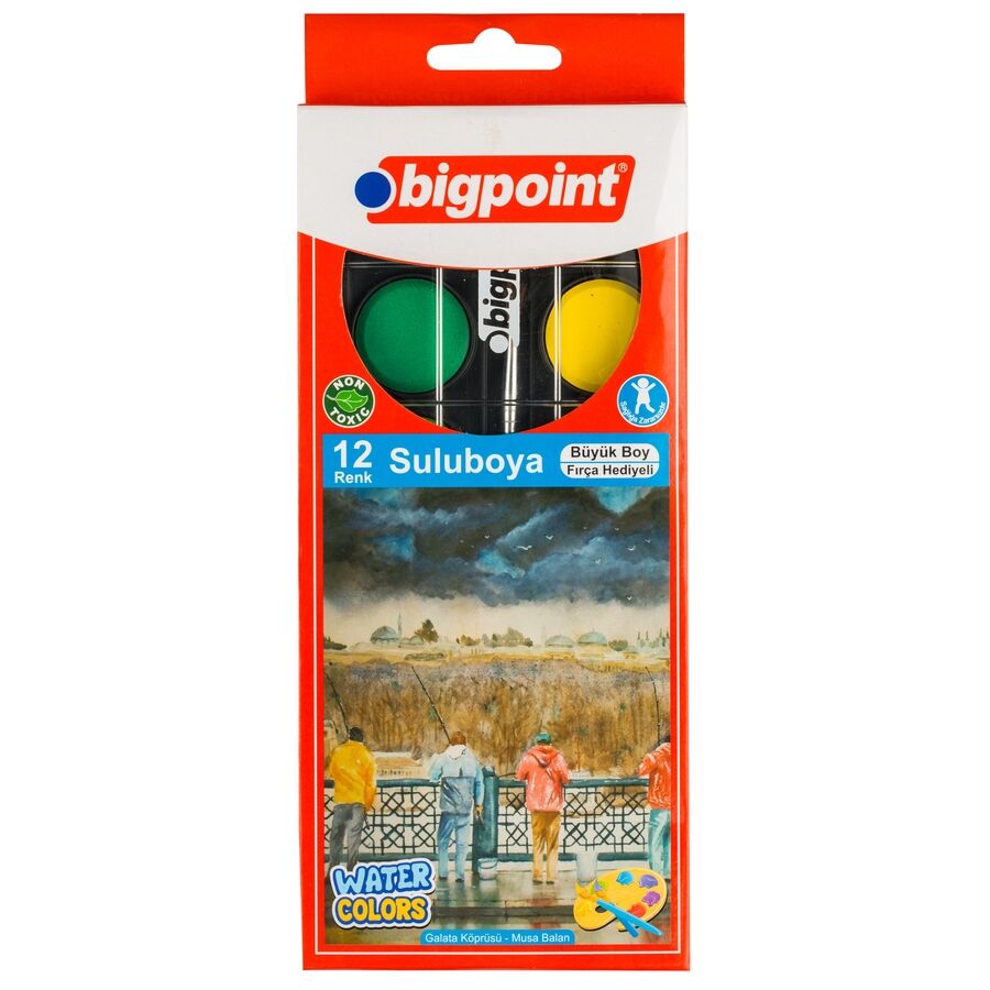 BİGPOİNT BP757-12B SULUBOYA 12 RENK - BÜYÜK BOY