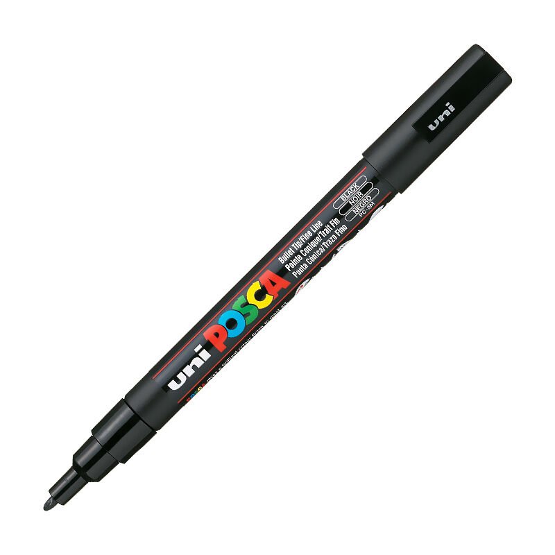 UNİ PC-3M POSCA POSTER MARKÖRÜ SİYAH 6'LI KT.