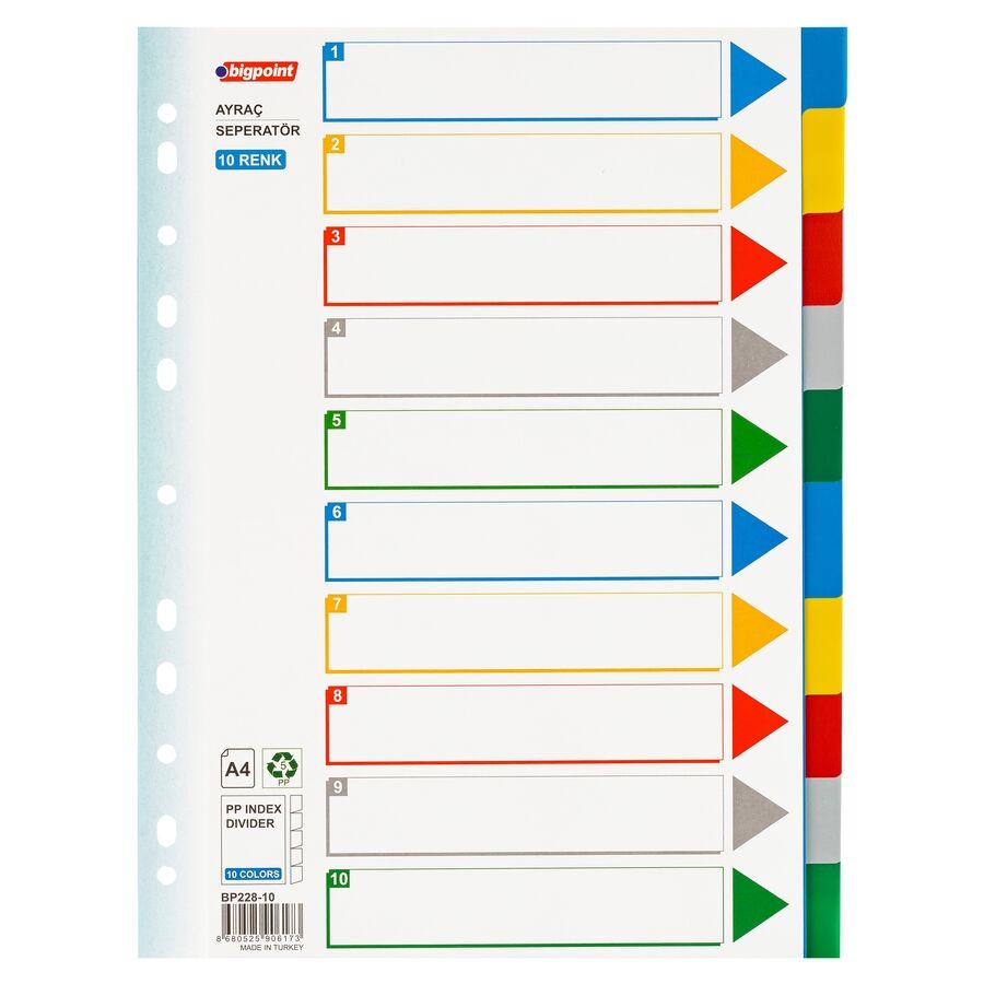 BİGPOİNT BP228-10 PP SEPERATÖR 10 RENKLİ 30'LU PK.