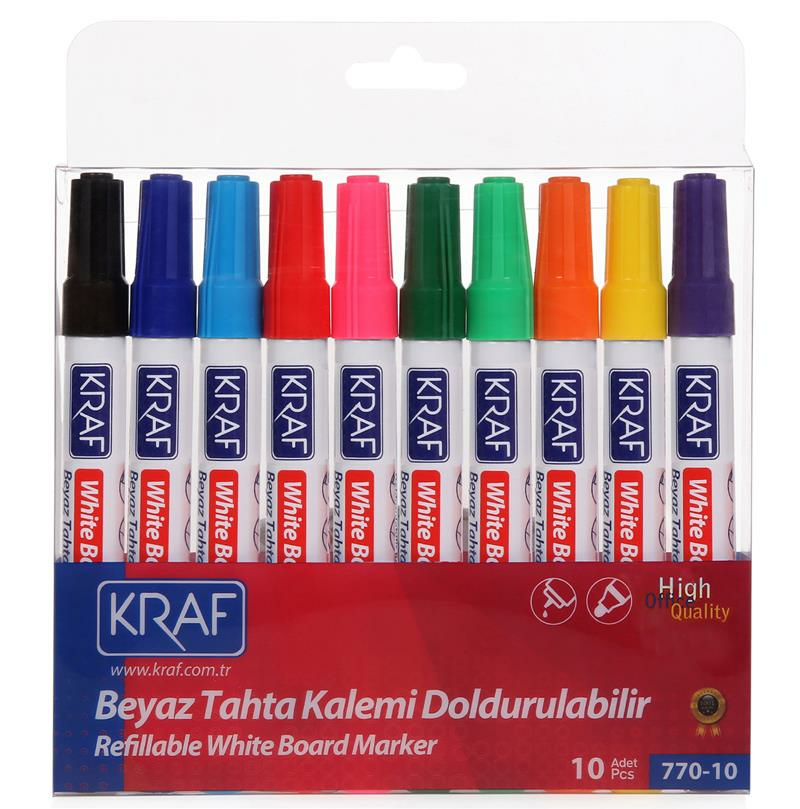 KRAF 770-10 BEYAZ TAHTA KALEMİ DOLDURULABİLİR 10 LU SET