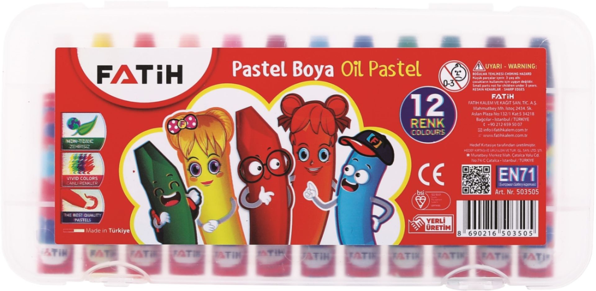 FATİH PASTEL BOYA 12 RENK KİNG SİZE (ÇANTALI)