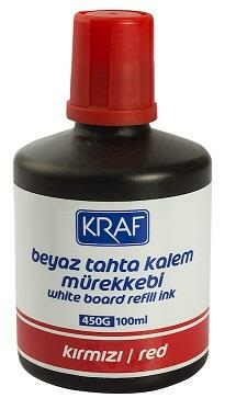 KRAF 450G BEYAZ TAHTA KALEM MÜREKKEBİ 100 ML KIRMIZI 6'LI KUTU