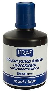 KRAF 450G BEYAZ TAHTA KALEM MÜREKKEBİ 100 ML MAVİ 6'LI KUTU