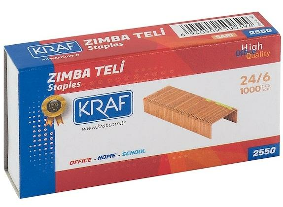 KRAF 255G ZIMBA TELİ 24/6 SARI 1000 Lİ 10'LU KT.
