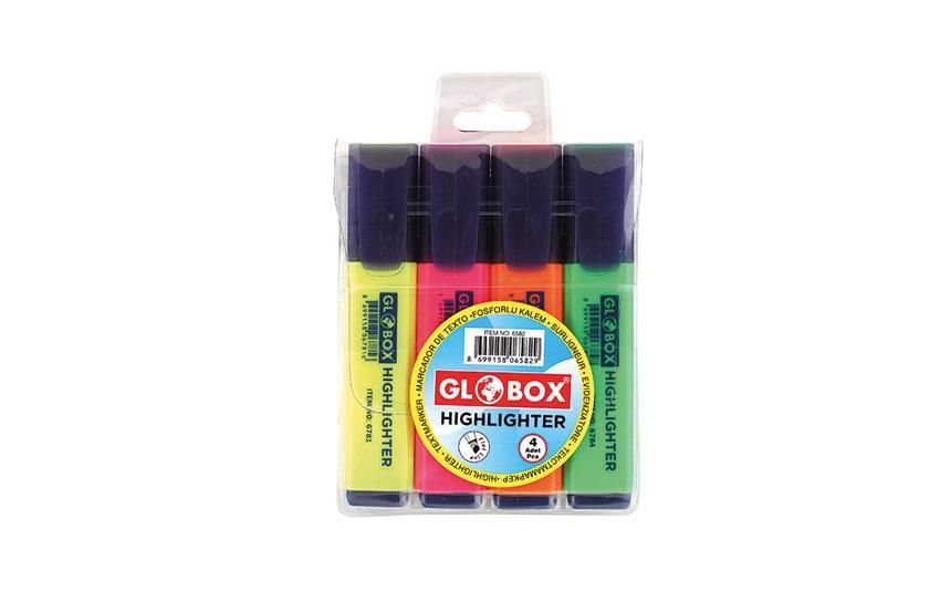 GLOBOX 6582  FOSFORLU KALEM KARIŞIK 4'LÜ