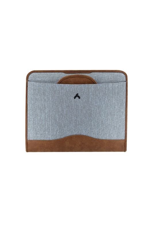 ÖNDER EXCLUSIVE 802-04 MİLANO GİZLİ SAPLI ÇİFT FERMUARLI EVRAK ÇANTASI AÇIK GRİ