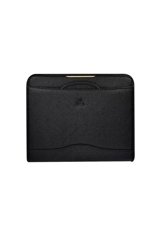 ÖNDER 8002-3 MİLANO GİZLİ SAPLI ÇİFT FERMUARLI EVRAK ÇANTASI SİYAH