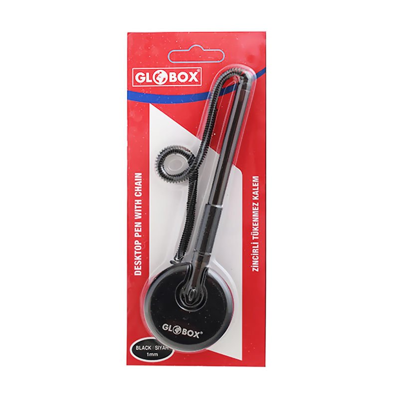 GLOBOX 1035 ZİNCİRLİ TÜKENMEZ KALEM SİYAH 50'Lİ KT.