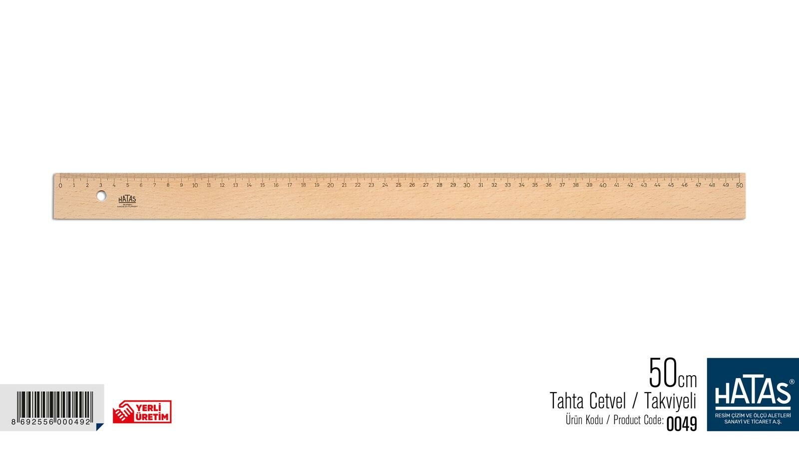 HATAS 00049 TAHTA CETVEL 50 CM TAKVİYELİ 25'Lİ KT.